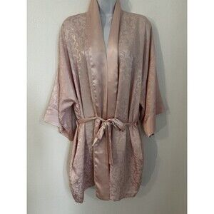 Vintage Victoria’s Secret Gold Label Satin Floral Robe Kimono OS Pink 80s/90s